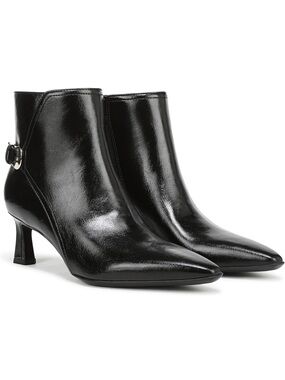 Naturalizer Black Faux Leather Tucker Ankle Boots Shoes Heels Pointy Toe size 10